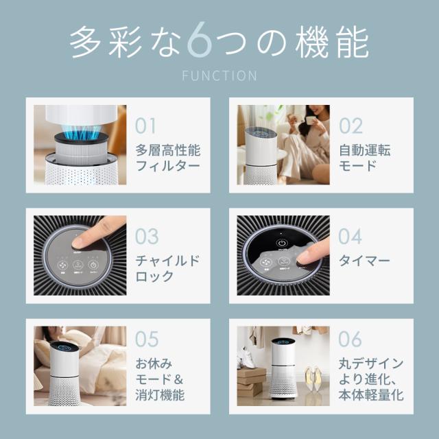 空気清浄機 花粉対策 ウイルス対策 23畳対応 3段階切替 360全方位 PM2