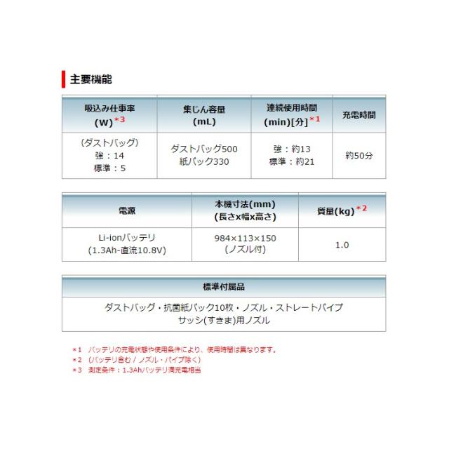 [マキタ 正規店] 掃除機 充電式 クリーナー CL102DW 10.8V 1.3Ah 紙パック式 ワンタッチスイッチ makita 充電式クリーナ コードレス フルセット