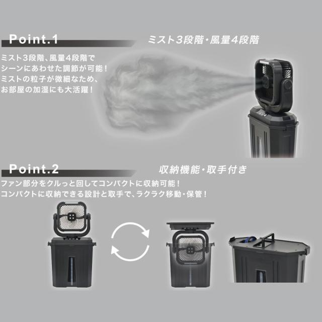 NICHIDO 日動工業 Found THE ONE FMR-01 リフレ 充電式ミストファン リモコン付 ミスト3段階 風量4段階 10Lタンク 屋内用 扇風機 冷風扇 加湿器_1