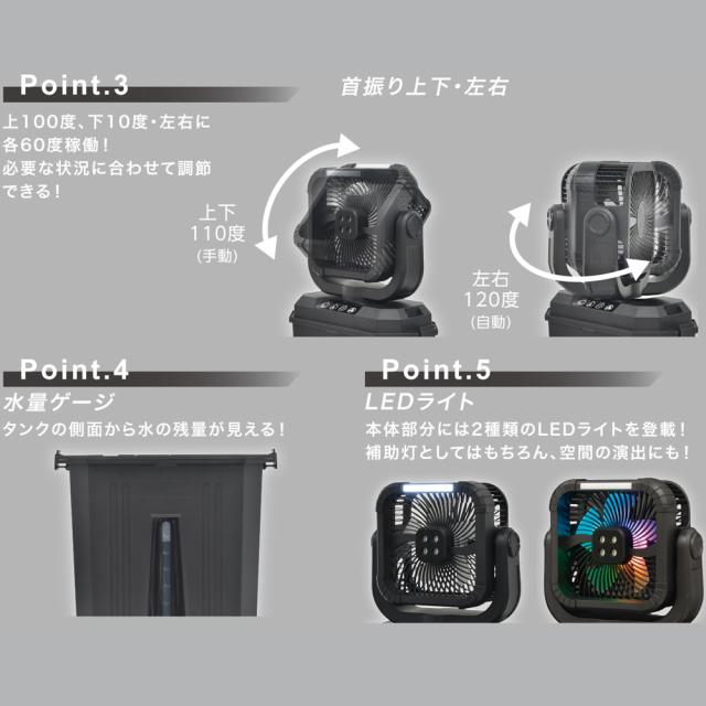 NICHIDO 日動工業 Found THE ONE FMR-01 リフレ 充電式ミストファン リモコン付 ミスト3段階 風量4段階 10Lタンク 屋内用 扇風機 冷風扇 加湿器_2