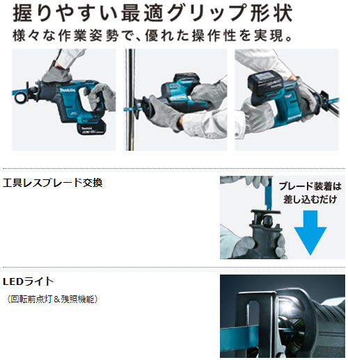 [マキタ 正規店] 充電式 レシプロソー 18V JR188DZ 【バッテリ・充電器・ケース別売】 makita DIY ワンハンド 充電式 コードレス バッテリー 工具 電動 電動工具 プロ リフォーム 切断 工具_2