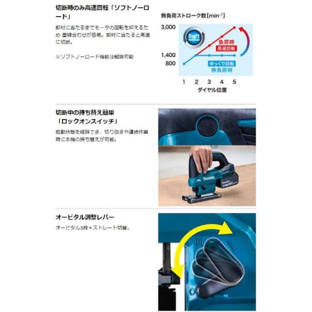 [マキタ 正規店] 充電式 ジグソー JV184DZK 18V ケース付属 【バッテリ・充電器 別売】 makita DIY 充電式 コードレス バッテリー 工具 電動 電動工具 プロ リフォーム_3
