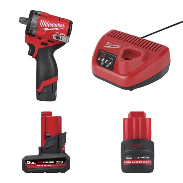 ミルウォーキー 最長3年保証 M12 FUEL 1/2インチ 542Nm インパクトレンチ 5.0AH & 2.5AH キット M12 FIW2F12-5252X JP パワーブーストバッテリー(5.0Ah & 2.5Ah)・充電器セット ケース付き Milwaukee 電動工具