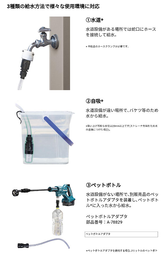 マキタ 充電式洗浄機 MHW180DZ 18V 2.4/2Mpa(常用:水道/自吸) 自吸機能付 【バッテリ・充電器 別売】 makita 車 バイク 洗車 外壁 掃除 洗浄機_6