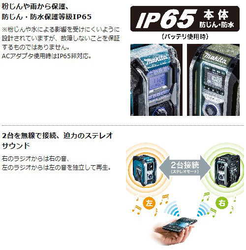 [マキタ 正規店] 充電式 ラジオ MR005GZ 40Vmax 18V 14.4V 10.8V 対応 本体のみ 【バッテリ・充電器別売】 makita 電動工具 キャンプ アウトドア 釣り 防水 おしゃれ 車載 車中泊 防災グッズ 震災 災害 対策