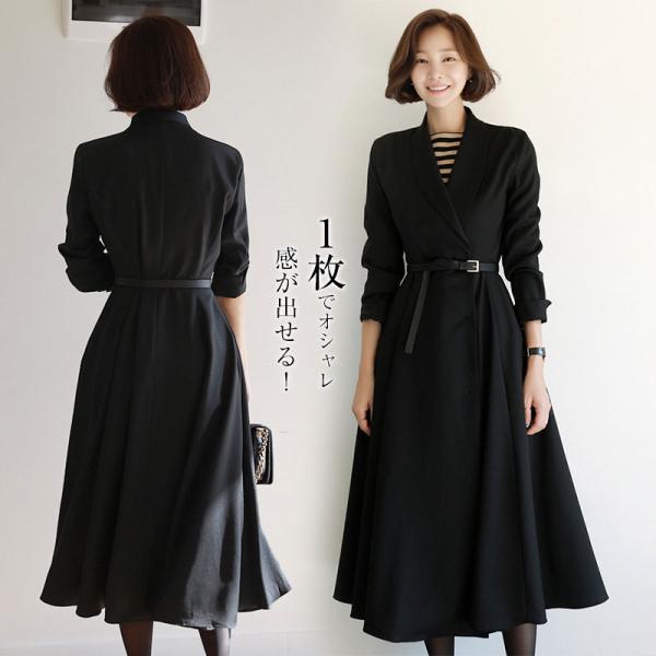 ロング丈ワンピース セレモニースーツ レディース ママ フォーマルスーツ 卒業式ワンピース シンプル 入園式 OL ベルト付き フォーマル 発表会 演奏会