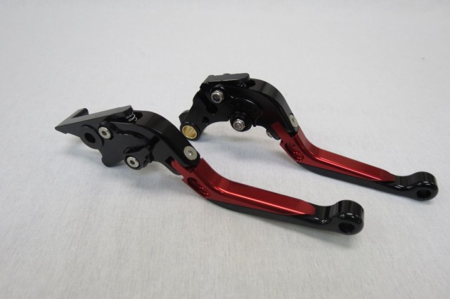 Honda レブル NS-1 GROM CBR400R/CB400F/400X 2013-2019 可倒式 ダブルビレットレバー 黒×赤の通販は