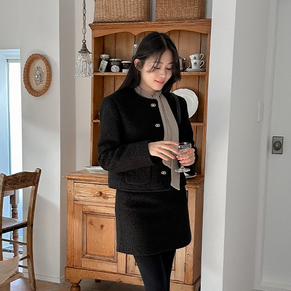 無地 ショート ボタン ポケット ツイードジャケット [3カラー]」 レディース服がお得な