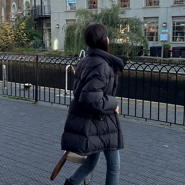 無地 ミドル ポケット フード ファスナー ダウンジャケットコート [2カラー]」 レディース服がお得な 	-