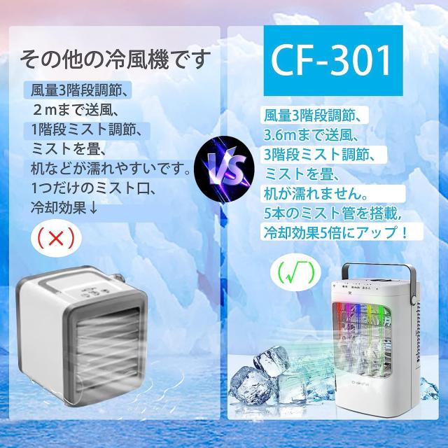 5倍ミスト量アップ】冷風機?冷風扇?3段階風力調節?タイマー機能?7