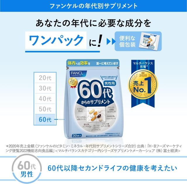 4個セットファンケル 60代からのサプリメント 男性用(7粒*30袋入)_1