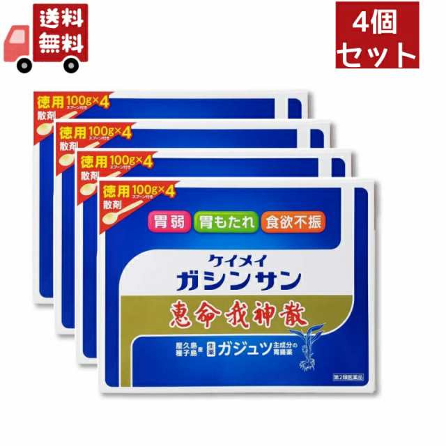 4個セット【第2類医薬品】恵命我神散 けいめいがしんさん 散剤 徳用 100g×4 スプーン付き