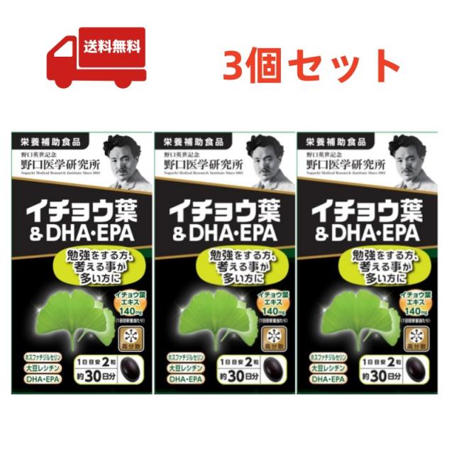送料無料 3個セット 野口医学研究所 イチョウ葉＆DHA EPA 60粒