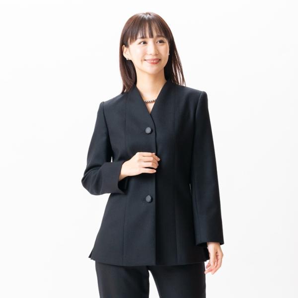 2025〜26年冬物新発売 日本製 冬用 ブラックフォーマルVネック ジャケット FI14800 単品  7号/9号/11号/13号/15号/17号/19号 礼服 喪服 冠婚葬祭 葬儀 葬式_1