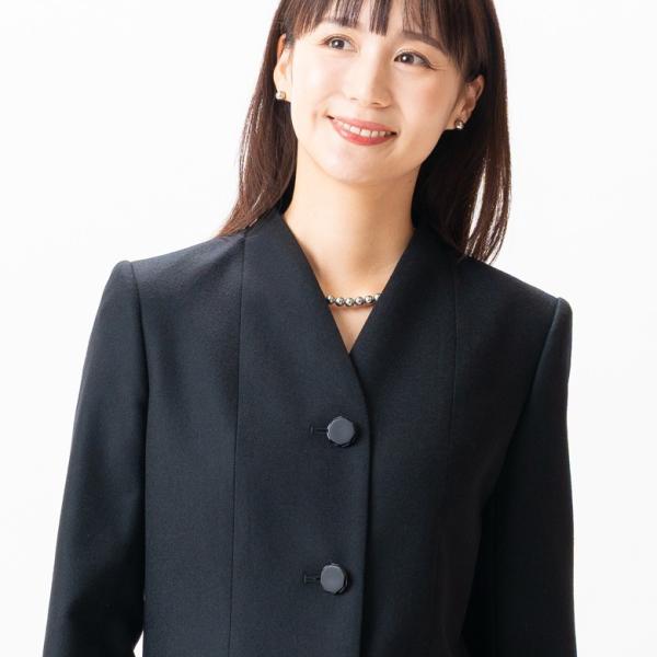 2025〜26年冬物新発売 日本製 冬用 ブラックフォーマルVネック ジャケット FI14800 単品  7号/9号/11号/13号/15号/17号/19号 礼服 喪服 冠婚葬祭 葬儀 葬式_4