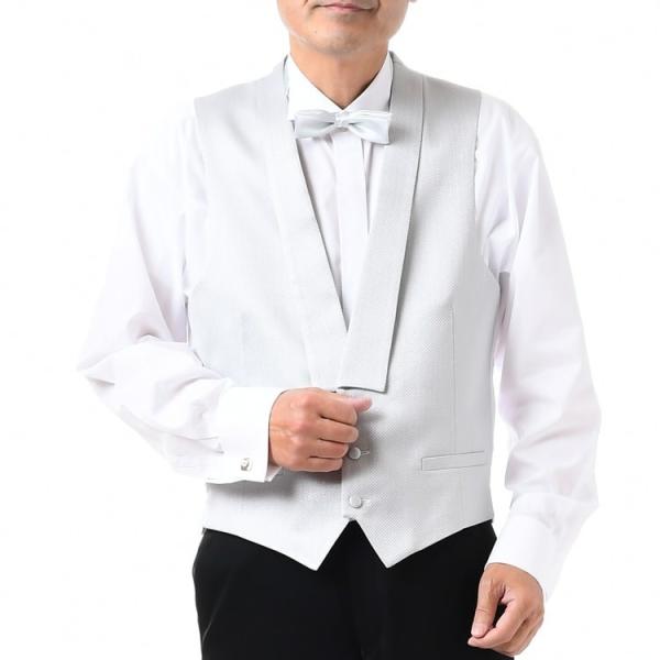 演奏会の指揮者のシルバーグレー色のえり付きフォーマルベスト_1