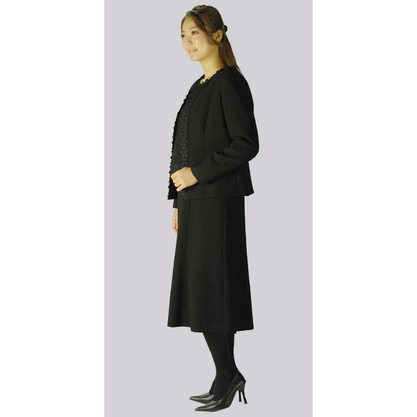 合物　春秋用 日本製 ブラックフォーマルアンサンブル ワンピーススーツ　RL16174　喪服礼服 合物 春秋用 日本製 ブラックフォーマルアンサンブル ワンピーススーツ