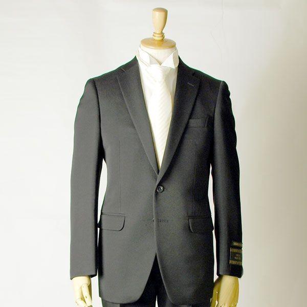 日本製合服ウール99％シングル2BブラックスーツRM6410-19160　スリムなノータックパンツ_1