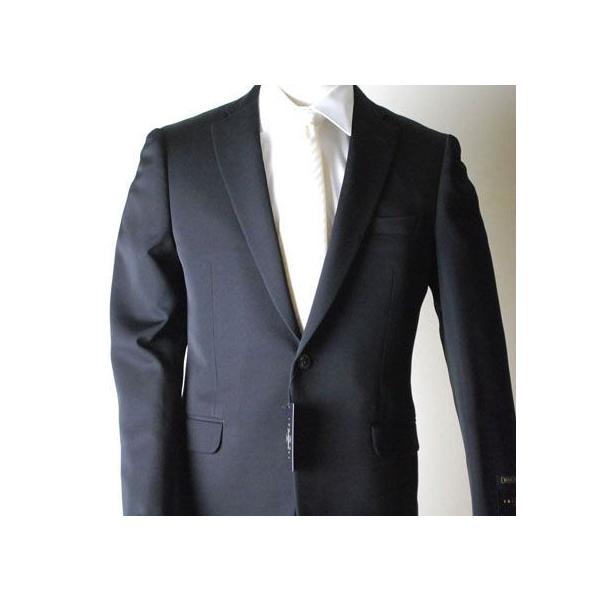 日本製合服ウール99％シングル2BブラックスーツRM6410-19160　スリムなノータックパンツ_2