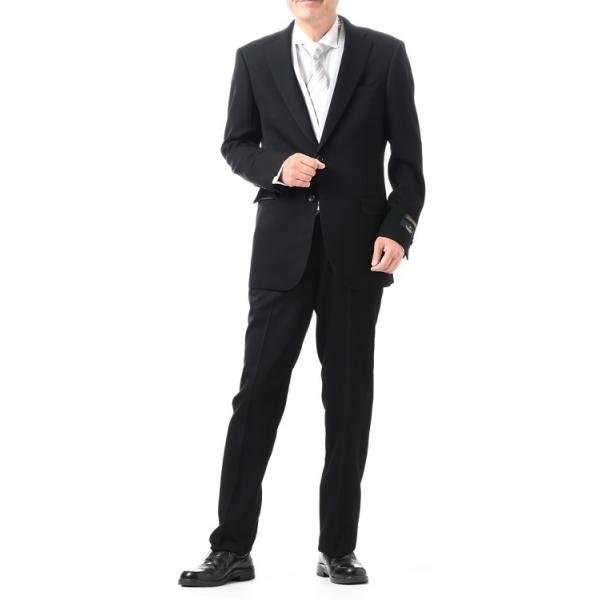 日本製合服ウール99％シングル2BブラックスーツRM6410-19160　スリムなノータックパンツ_6