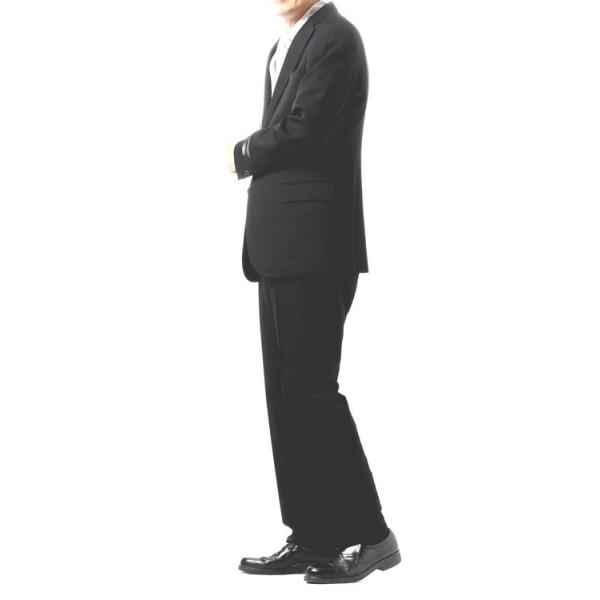 日本製合服ウール99％シングル2BブラックスーツRM6410-19160　スリムなノータックパンツ_7