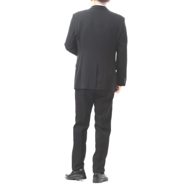 日本製合服ウール99％シングル2BブラックスーツRM6410-19160　スリムなノータックパンツ_8