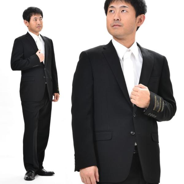 日本製合服ウール99％シングル2BブラックスーツRM6410-19160　スリムなノータックパンツ_9