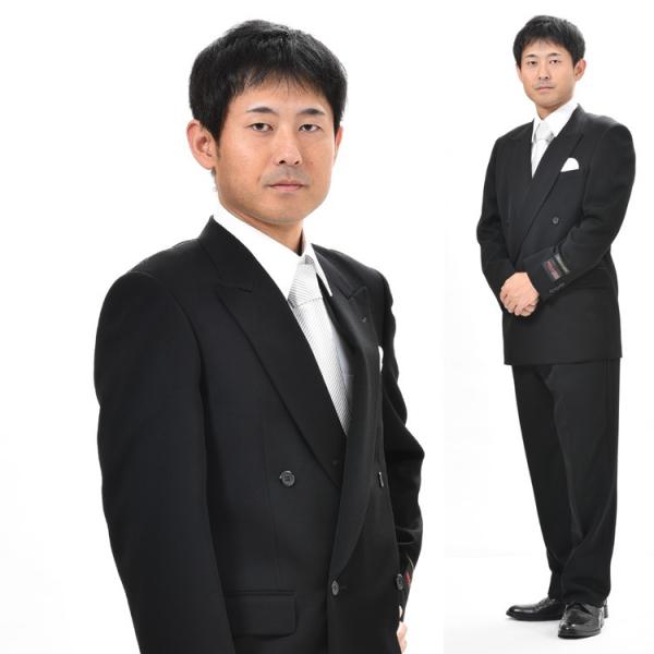 秋冬用ウールダブル礼服ブラックスーツRM6808E体K体 日本製 ワンタック喪服 股下裾未処理_1