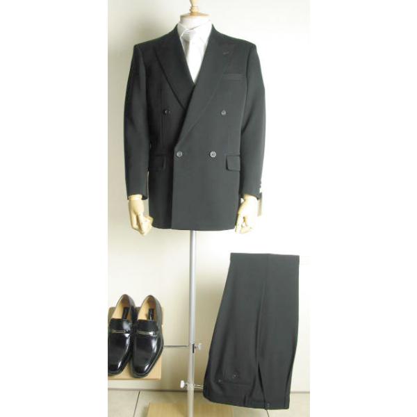 秋冬用ウールダブル礼服ブラックスーツRM6808E体K体 日本製 ワンタック喪服 股下裾未処理_7
