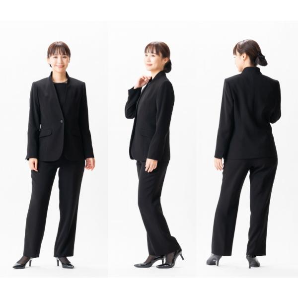 ブラックフォーマル パンツスーツ 股下三丈から選択 合物 春秋用 SI8200-RL1865482/RL1865484/RL1865486 ジャケット（9号〜17号）+パンツ（7号〜23号）股下丈60・64・68ｃｍから選択_1