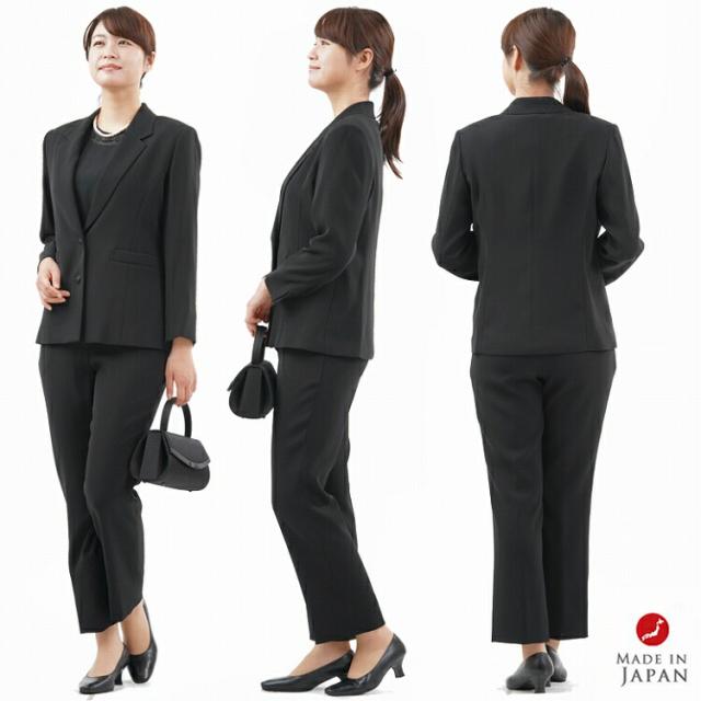 日本製】合物 オールシーズン ブラックフォーマル パンツスーツ