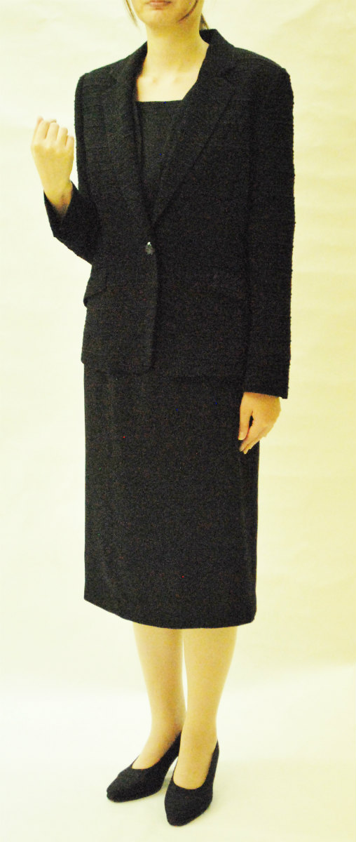 ブラックフォーマル ジャケット 丹後ちりめんRL112054 テーラードカラー 礼服 喪服 【9号〜15号】【日本製】大きいサイズ 冠婚葬祭 卒業式 卒園式 七五三 お宮参り 葬儀 葬式 通夜 法事 礼装_1
