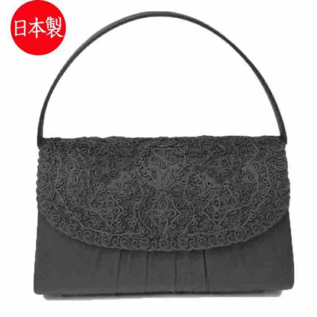 ブラックフォーマルバッグ ：RA-17274（箱入り）コード刺繍 IWASA 岩佐 日本製 マチ大きめ 黒 レディース 婦人 礼服用 喪服用 【冠婚葬祭 卒業式 入学式 卒園式 入園式 式典 】フォーマル用 女性用 葬式 通夜 葬儀 法事 法要 B8637の通販は
