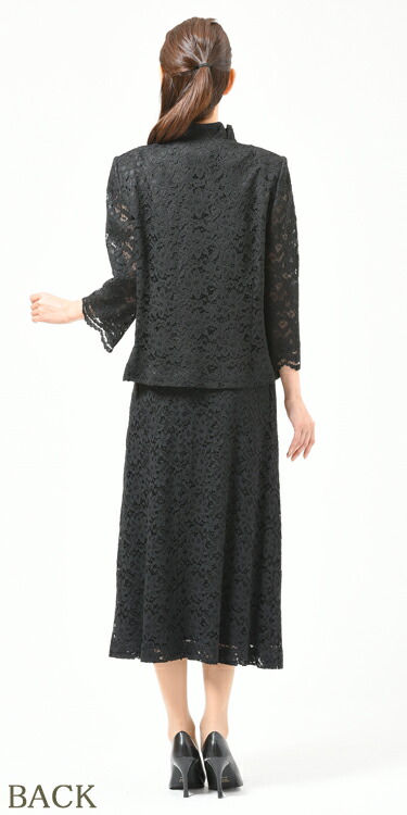 【即日発送/日本製】夏用 ブラックフォーマル レーススカート レディース 婦人 礼服 喪服 ：EU-24　（ブラウス別売り）【7号〜19号】【総レース】黒 冠婚葬祭 葬儀 葬式 法事 通夜 法要 礼装 サマーフォーマル　ゆったり_2
