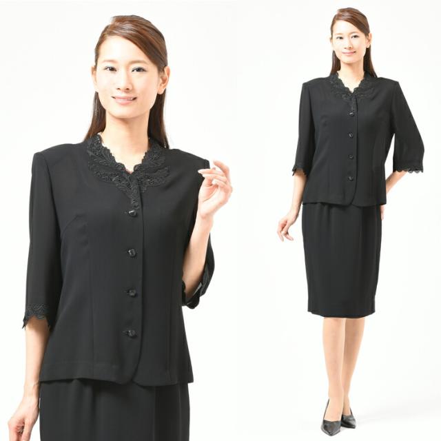 夏用 ブラックフォーマル ブラウス （ボトム別売り) レディース 婦人 礼服 喪服 ：EU-342 【日本製】黒 冠婚葬祭 葬儀 葬式 通夜 法事 法要 礼装 サマーフォーマル_3