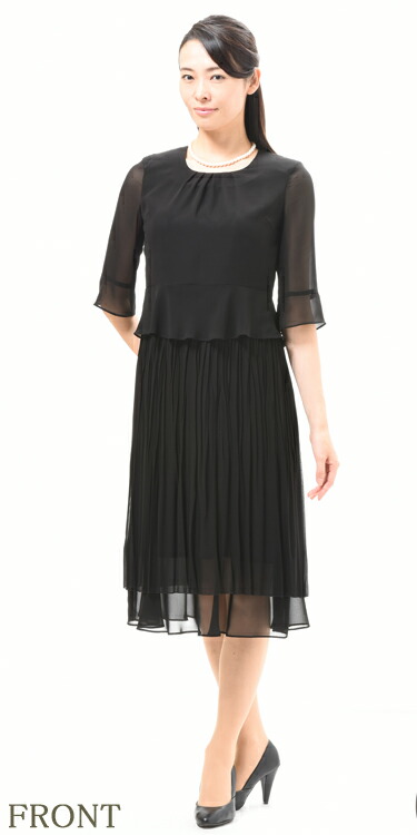 在庫は9号/11号のみ　慶事用 ブラックフォーマル ワンピース ：RL111040 レディース 婦人 礼服 礼装【日本製】黒 プリーツ 結婚式 式典 卒業式 卒園式 入学式 入園式 礼装 オールシーズン_1