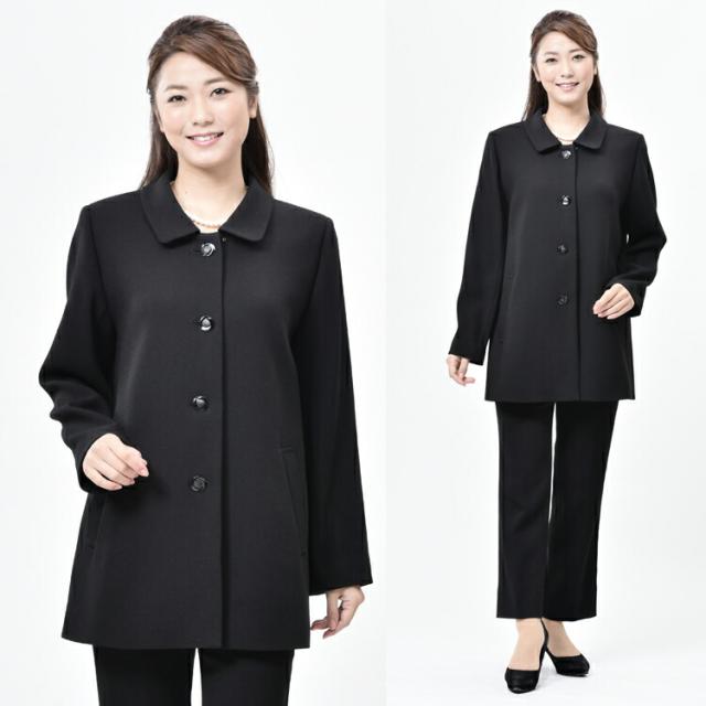 冬用 上下サイズが選べるフォーマルジャケット(JK)+パンツ(PT)のセットアップスーツ(股下64cm）：RL5508-1825484 ブラックフォーマル レディース 婦人 礼服 喪服 大きいサイズ パンツスーツ 冬用 上下サイズが選べるフォーマルジャケット(JK)+パンツ(PT)の