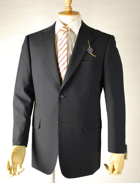 夏用 限りなく黒に近い濃紺 ドーメルスーツ 【衿巾8cm〜8.4cm】：RM350【BB6　BB7】 シングル 【2B×1掛け★パンツ裾未処理】メンズ 紳士 サマーフォーマル ビジネススーツ オフィス