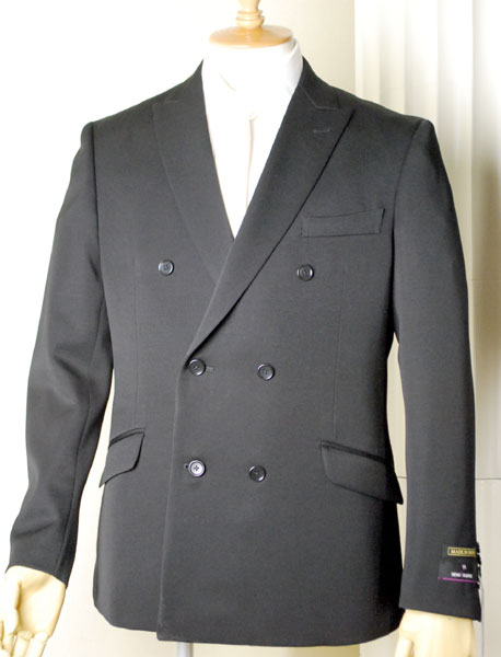 【日本製】*合服*ブラックスーツ ：ダブル6B×2略礼服、喪服：サイドベンツ：ノータック アジャスター付き：RM12040:当店で一番トレンドの高いダブル★パンツ裾未処理_3