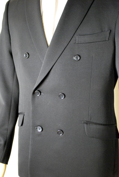 【日本製】*合服*ブラックスーツ ：ダブル6B×2略礼服、喪服：サイドベンツ：ノータック アジャスター付き：RM12040:当店で一番トレンドの高いダブル★パンツ裾未処理_4