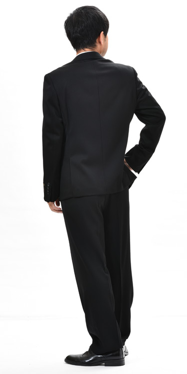 【日本製】*合服*ブラックスーツ ：ダブル6B×2略礼服、喪服：サイドベンツ：ノータック アジャスター付き：RM12040:当店で一番トレンドの高いダブル★パンツ裾未処理_2