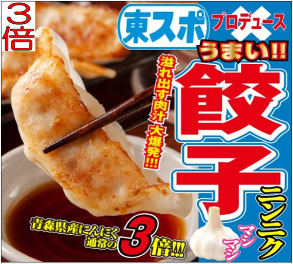 TVで紹介！ 東スポ餃子 3パック 合計3.3kg ( 22g x 150個 ) 青森県産ニンニクマシマシ餃子【宇都宮の餃子】_1