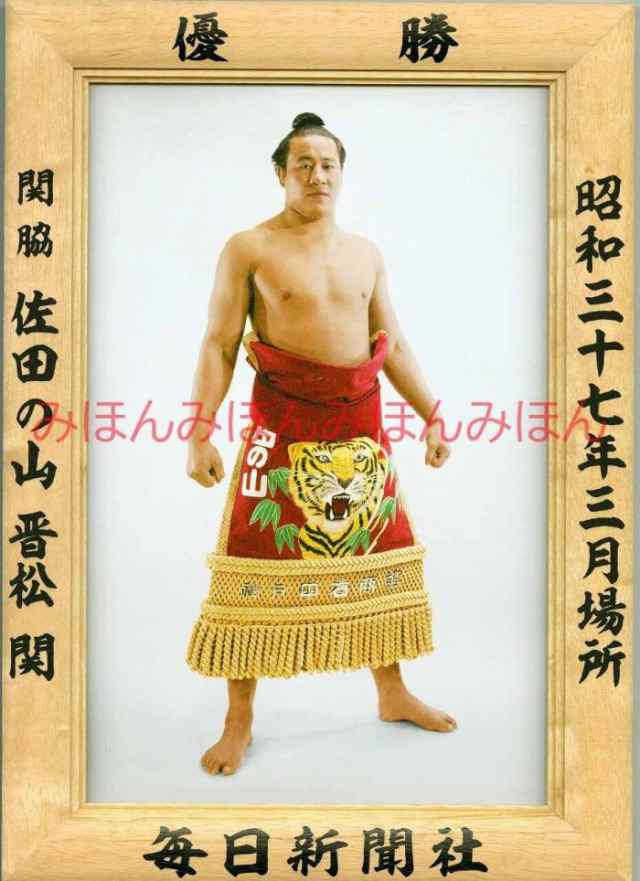 佐田の山晋松関　優勝ミニ額 大相撲ミニ額 大相撲優勝額　昭和３７年３月場所 優勝 関脇 佐田の山晋松関（２回目の優勝）