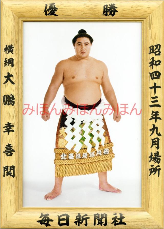 大鵬幸喜関　優勝ミニ額 大相撲ミニ額 大相撲優勝額　昭和４３年９月場所 優勝 横綱 大鵬幸喜関（２７回目の優勝）