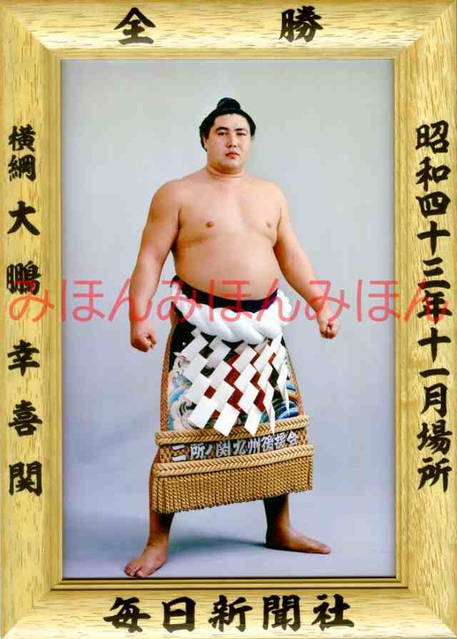 大鵬幸喜関　優勝ミニ額 大相撲ミニ額 大相撲優勝額　昭和４３年１１月場所 全勝 横綱 大鵬幸喜関（２８回目の優勝）