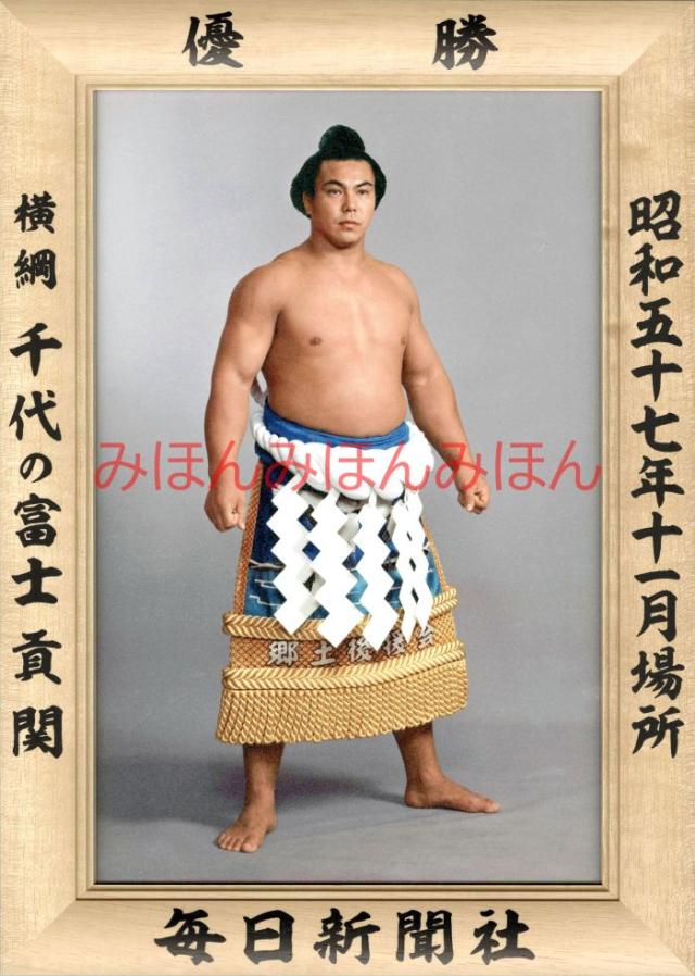 千代の富士貢関　優勝ミニ額 大相撲ミニ額 大相撲優勝額　昭和�
2000
�７年１１月場所 優勝 横綱 千代の富士貢関（７回目の優勝） 16,045円