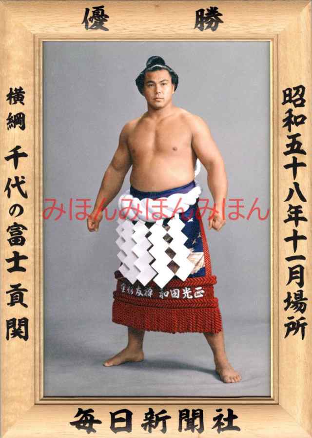 千代の富士貢関　優勝ミニ額 大相撲ミニ額 大相撲優勝額　昭和５８年１１月場所 優勝 横綱 千代の富士貢関（９回目の優勝）