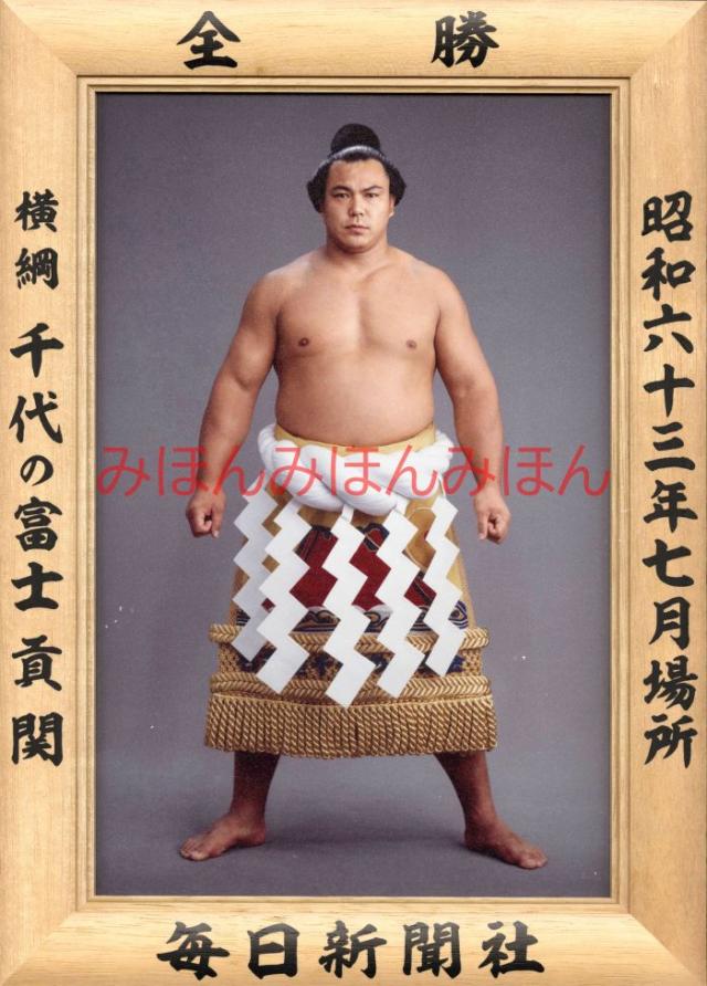 千代の富士貢関 優勝ミニ額 大相撲ミニ額 大相撲優勝額 昭和63年