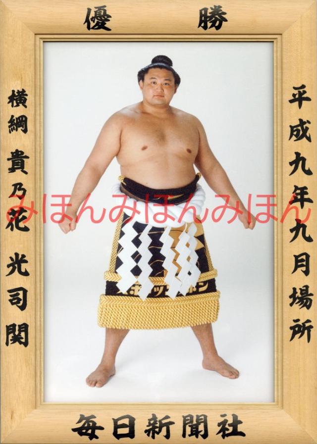 貴乃花光司関　優勝ミニ額 大相撲ミニ額 大相撲優勝額　平成９年９月場所 優勝 横綱 貴乃花光司関（１８回目の優勝）
