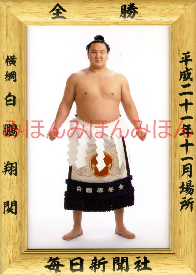 白鵬翔関　優勝ミニ額 大相撲ミニ額 大相撲優勝額　平成２１年１１月場所 全勝 横綱 白鵬翔関（１２回目の優勝） 15,606円
